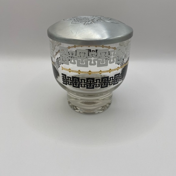 Libby Glass MCM 7pc condiment caddy set. Vintage glass w/ aluminum lids. - Picture 9 of 15